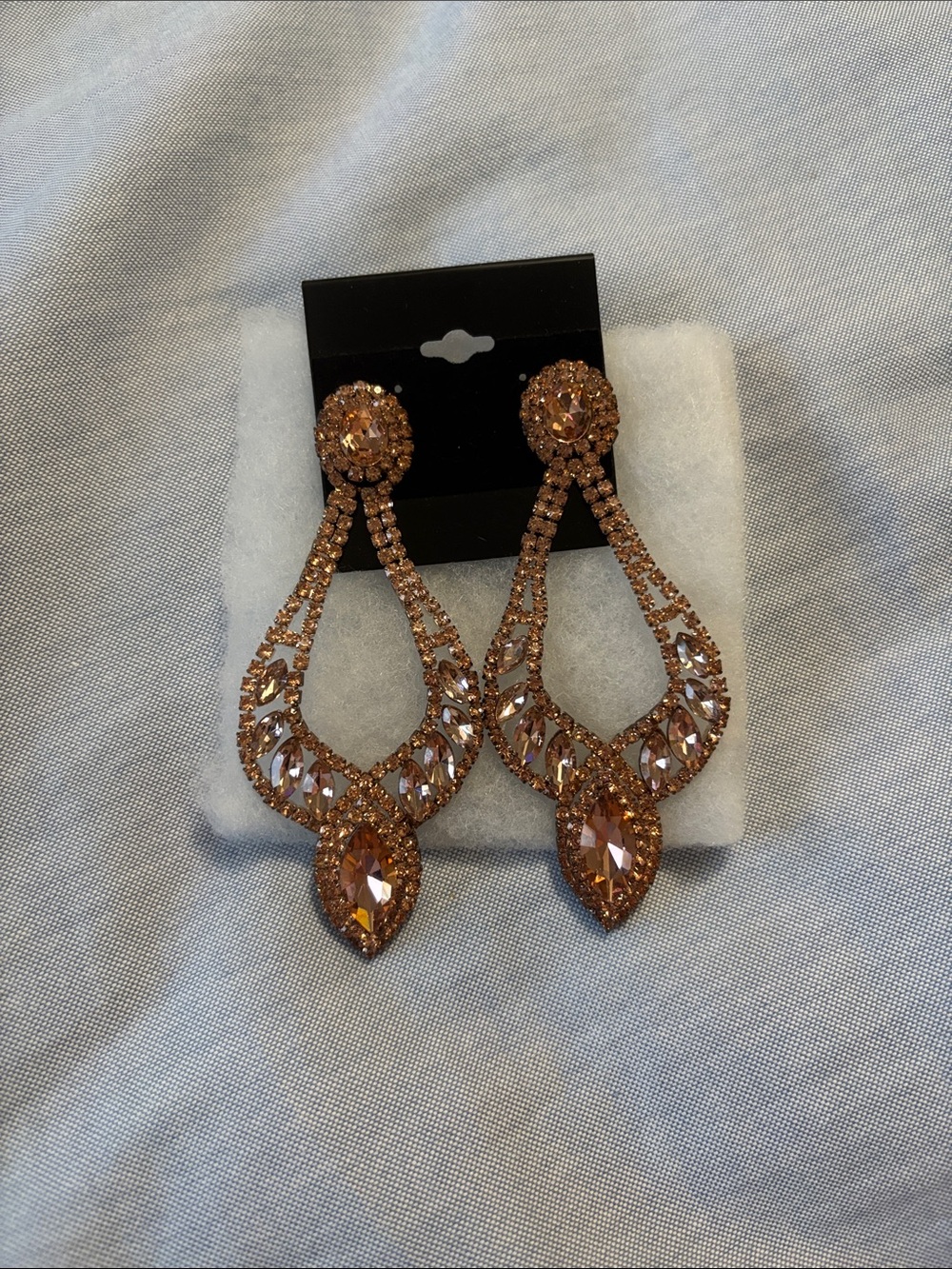 Rose Gold Crystal Teardrop Drop Earrings - Women Jewelry